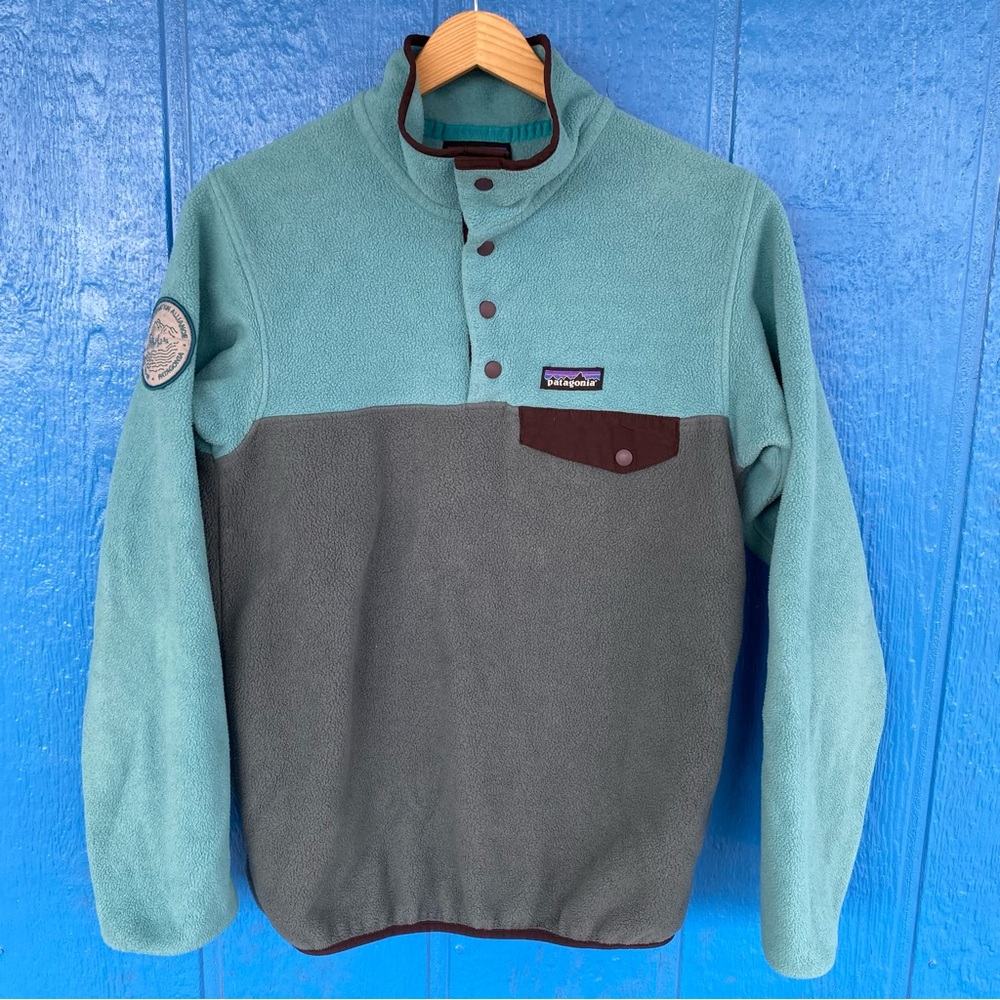 Patagonia Fleece Jacket Women's XS Blue Snap REI COOP Pullover Teal Synchilla